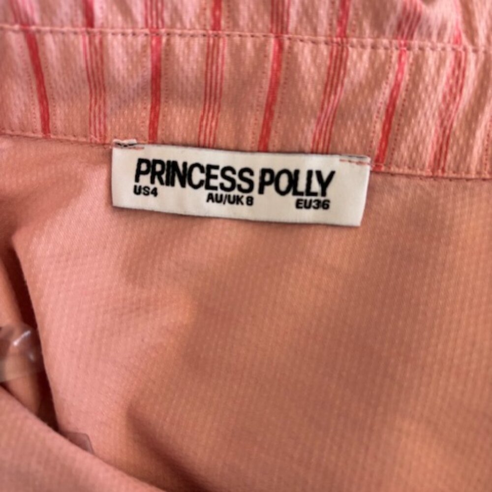 Princess Polly Pink Stripe Long Sleeves Oversized Button Up Shirt EUC 4 - Picture 3 of 5
